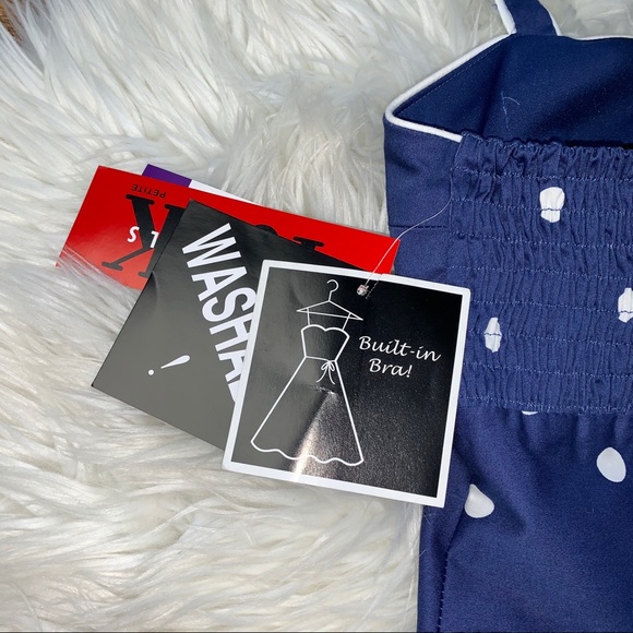 R&K Originals NWT Blue Polka Dot PETITE Sun Dress - Picture 12 of 13